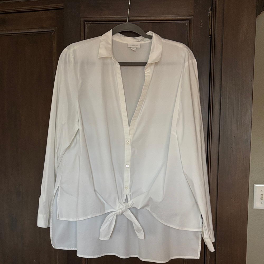 J. Jill White Button-Down Shirt with Tie Front XL